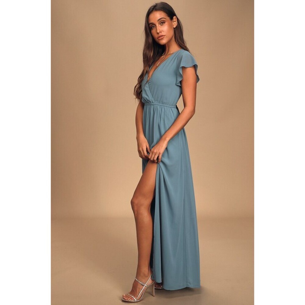 Lulus Lost In The Moment Slate Blue Maxi Dress - Size 1X